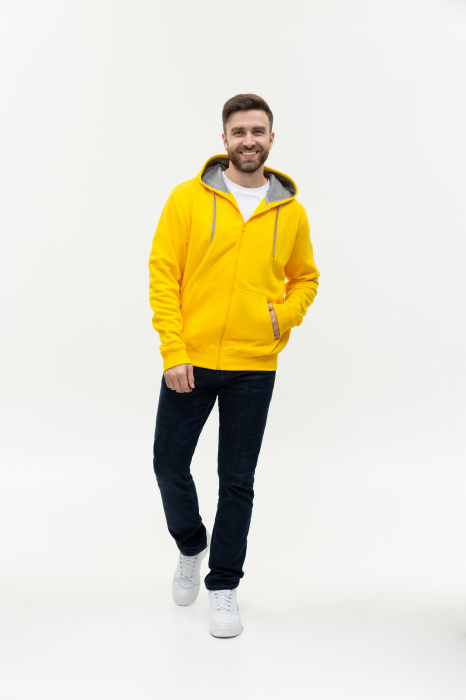 Толстовка  мужская STAN с капюшоном на молнии  футер с начёсом 280, 17,Жёлтый (12) | Мерч, униформа и текстиль для бизнеса фото-4