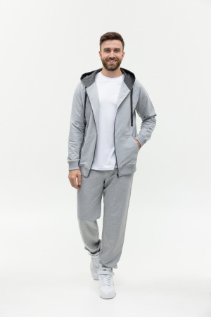 Толстовка мужская STAN с капюшоном на молнии футер без начёса 260, 61, Серый меланж (50) | Мерч, униформа и текстиль для бизнеса photo-11