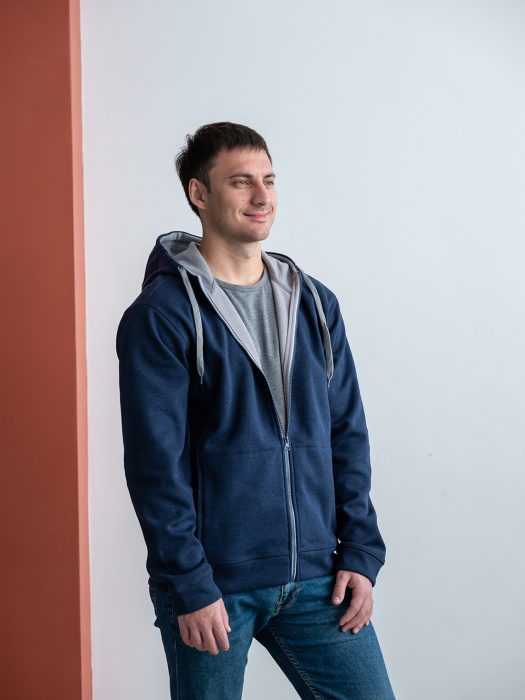 Толстовка мужская STAN с капюшоном на молнии сэндвич 320, 18, Бордовый меланж (166) | Мерч, униформа и текстиль для бизнеса фото-3