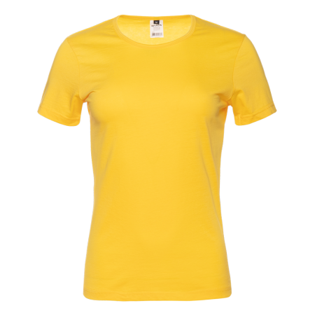 Женская желтая футболка арт. 02W приталенного силуэта из 100% хлопка, 150 гр/м2, оптом | Мерч, униформа и текстиль для бизнеса  photo-0