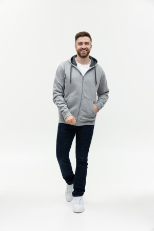 Толстовка  мужская STAN с капюшоном на молнии  футер с начёсом 280, 17,Серый меланж (50) | Мерч, униформа и текстиль для бизнеса photo-4