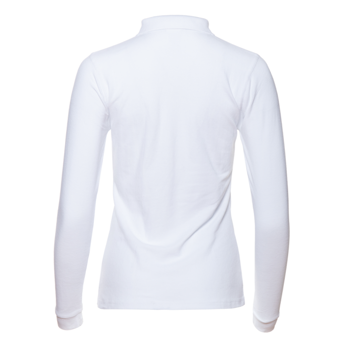 Женская белая рубашка поло с длинным рукавом арт. 04SW приталенного кроя, 65% хлопок, 35% полиэстер, 185 гр/м2, оптом | Мерч, униформа и текстиль для бизнеса  фото-1