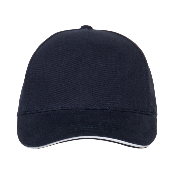 Темно-синяя бейсболка с кантом арт. 11K, 5 клиньев, 100% хлопок, 280 гр/м2, оптом | Мерч, униформа и текстиль для бизнеса  фото-3