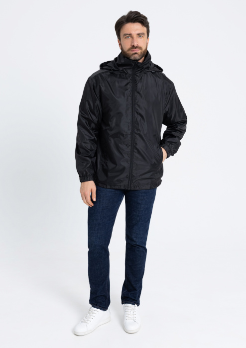 Черная однотонная утепленная ветровка арт. 60, 100% полиэстер, Dewspo 210T | Мерч, униформа и текстиль для бизнеса фото-4