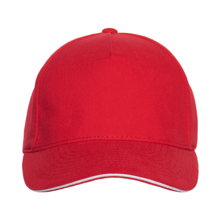 Красная бейсболка с кантом арт. 11K, 5 клиньев, 100% хлопок, 280 гр/м2, оптом | Мерч, униформа и текстиль для бизнеса  photo-3