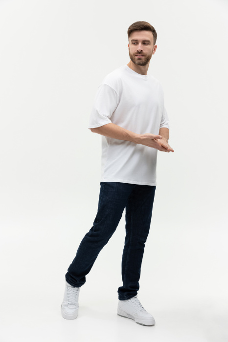 Белая футболка арт. 39 оверсайз кроя, из 100% хлопка, 140 гр/м2, оптом | Мерч, униформа и текстиль для бизнеса   фото-4