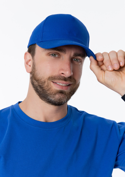 Синяя бейсболка арт. 10L, 5 клиньев из 100% хлопка, 150 гр/м2, оптом | Мерч, униформа и текстиль для бизнеса  фото-4