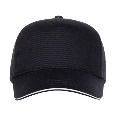 Черная бейсболка с кантом арт. 04, 5 клиньев из 100% хлопка, 330 гр/м2, оптом | Мерч, униформа и текстиль для бизнеса  photo-2