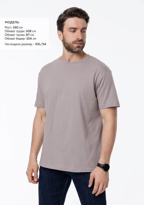 Светло-серая футболка арт. 02 прямого кроя из 100% хлопка, 160 гр/м2, оптом | Мерч, униформа и текстиль для бизнеса  фото-4