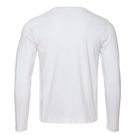 Белая футболка с длинными рукавами арт. 35 прямого кроя, из 100% хлопка, 140 гр/м2, оптом | Мерч, униформа и текстиль для бизнеса   photo-2