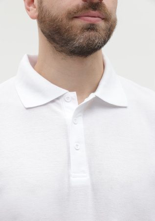 Белая рубашка поло арт. 04, 65% хлопок, 35% полиэстер, 185 гр/м2, оптом | Мерч, униформа и текстиль для бизнеса  photo-8