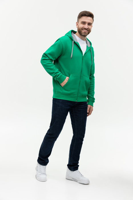 Толстовка  мужская STAN с капюшоном на молнии  футер с начёсом 280, 17,Зелёный (30) | Мерч, униформа и текстиль для бизнеса фото-4