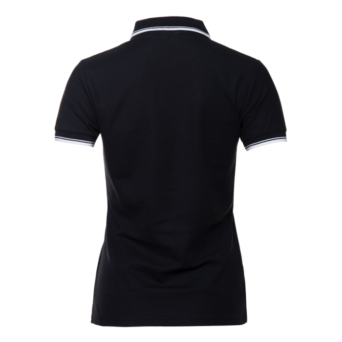 Женская черная рубашка поло арт. 04BK приталенного кроя, 80% хлопок, 20% полиэстер, 185 гр/м2, оптом | Мерч, униформа и текстиль для бизнеса  фото-1