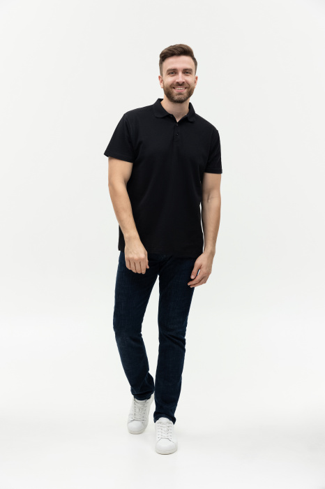 Рубашка поло мужская  STAN хлопок/полиэстер 185, 04, Чёрный (20) фото-3