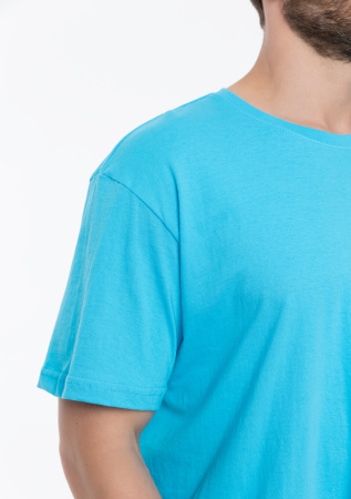 Бирюзовая футболка арт. 02 прямого кроя из 100% хлопка, 160 гр/м2, оптом | Мерч, униформа и текстиль для бизнеса  photo-7