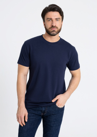 Тёмно-синяя футболка арт. 08U прямого кроя из 100% хлопка, 180 гр/м2, оптом | Мерч, униформа и текстиль для бизнеса  photo-7