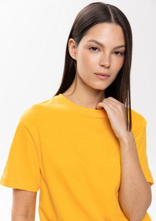 Желтая футболка арт. 02 прямого кроя из 100% хлопка, 160 гр/м2, оптом | Мерч, униформа и текстиль для бизнеса  photo-7