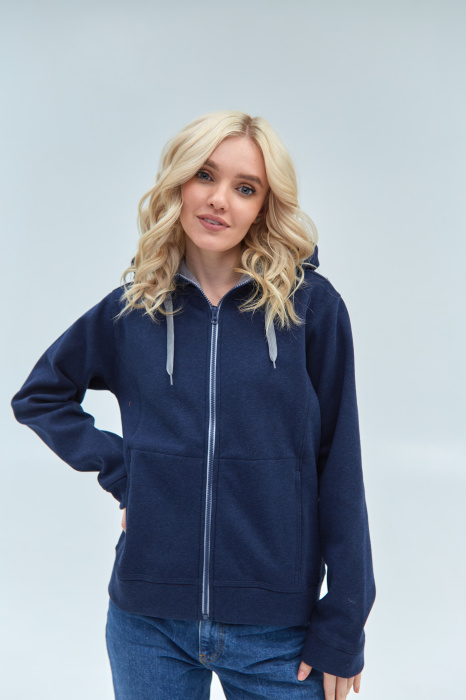 Толстовка женская STAN  с капюшоном на молнии сэндвич 320, 19, Т-синий меланж (146) фото-3