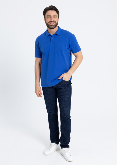 Синяя рубашка поло арт. 04B из 100% хлопка, 185 гр/м2, оптом | Мерч, униформа и текстиль для бизнеса  фото-3