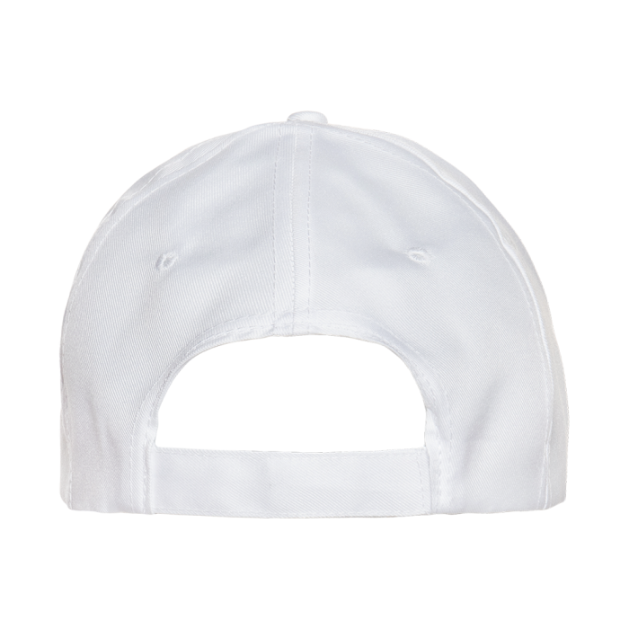 Белая бейсболка арт. 10P, 5 клиньев из 100% полиэстера, 150 гр/м2, оптом | Мерч, униформа и текстиль для бизнеса фото-4