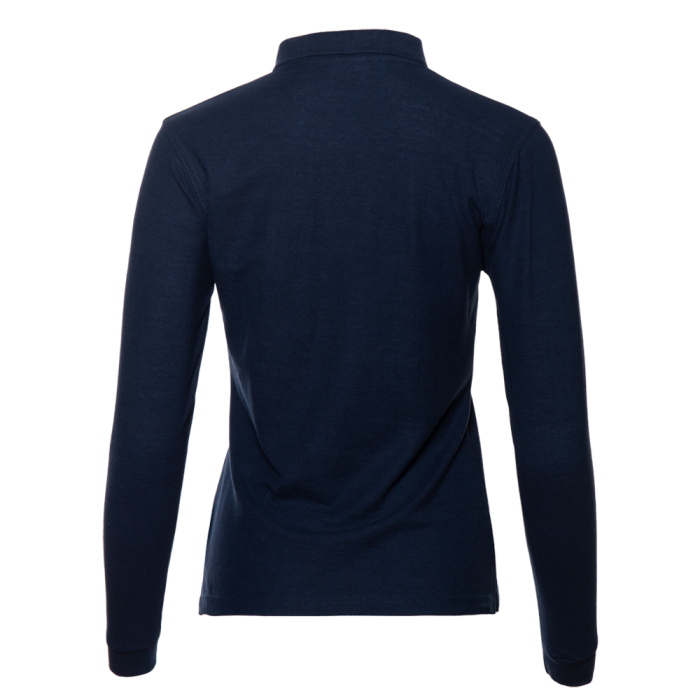 Женская темно-синяя рубашка поло с длинным рукавом арт. 04SW приталенного кроя, 65% хлопок, 35% полиэстер, 185 гр/м2, оптом | Мерч, униформа и текстиль для бизнеса  фото-1