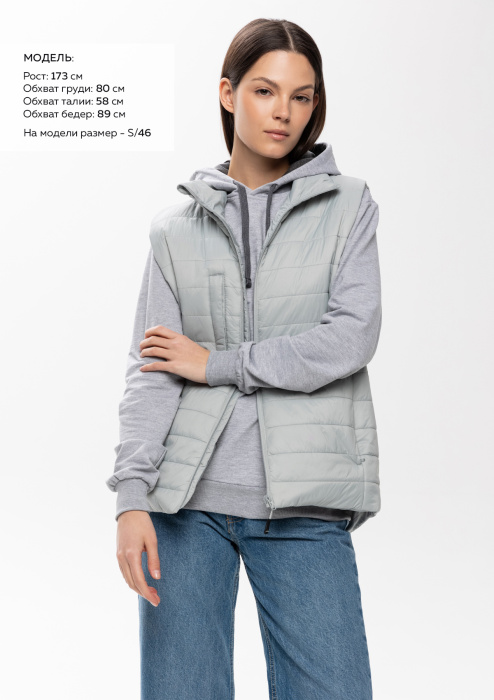 Светло-серый ультралёгкий жилет арт. 87, 100% нейлон, оптом | Мерч, униформа и текстиль для бизнеса фото-3