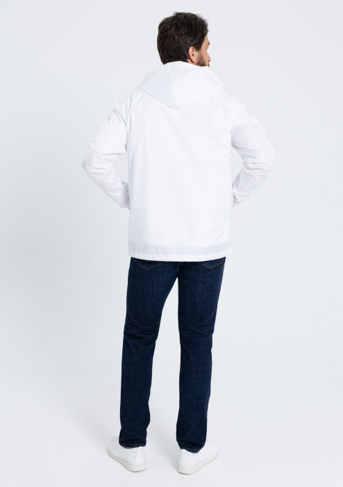 Белая однотонная ветровка арт. 59, 100% полиэстер, Dewspo 210T – оптом | Мерч, униформа и текстиль для бизнеса фото-4