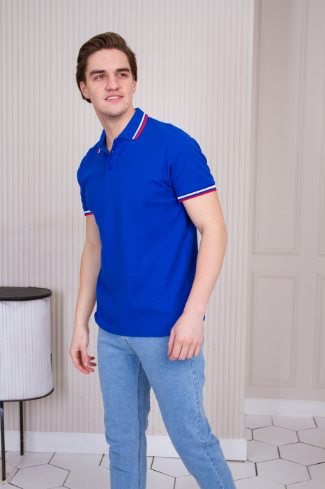 Рубашка поло мужская STAN  триколор  хлопок/полиэстер 185, 04RUS, Т-синий (46) | Мерч, униформа и текстиль для бизнеса фото-3