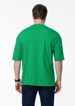 Зелёная футболка арт. 39 оверсайз кроя, из 100% хлопка, 140 гр/м2, оптом | Мерч, униформа и текстиль для бизнеса   photo-6