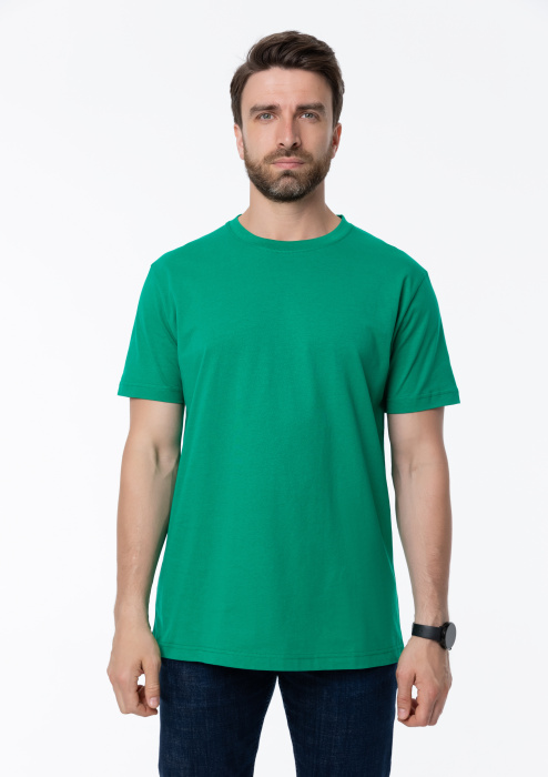 Зелёная футболка арт. 51 прямого кроя из 100% хлопка, 150 гр/м2, оптом | Мерч, униформа и текстиль для бизнеса  фото-4