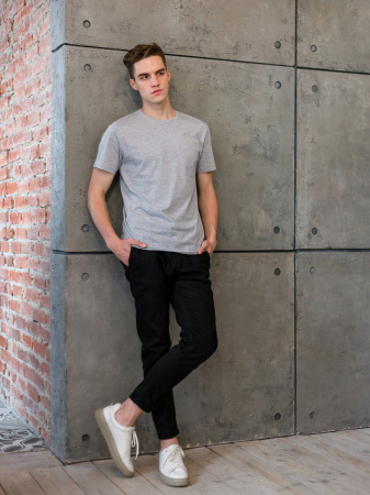 Серая футболка арт. 02 прямого кроя из 100% хлопка, 160 гр/м2, оптом | Мерч, униформа и текстиль для бизнеса  photo-5