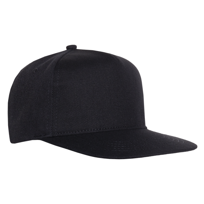 Бейсболка прямой козырёк STAN 5 клиньев хлопок 280, 018, Чёрный (20) фото-1