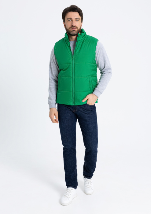 Зеленый однотонный утепленный жилет арт. 84, 100% нейлон, оптом | Мерч, униформа и текстиль для бизнеса фото-3