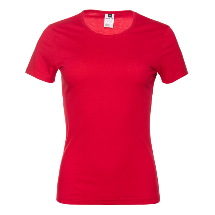 Женская красная футболка арт. 02W приталенного силуэта из 100% хлопка, 150 гр/м2, оптом | Мерч, униформа и текстиль для бизнеса  фото-0