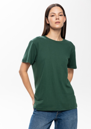 Тёмно-зелёная футболка арт. 02 прямого кроя из 100% хлопка, 160 гр/м2, оптом | Мерч, униформа и текстиль для бизнеса  photo-9