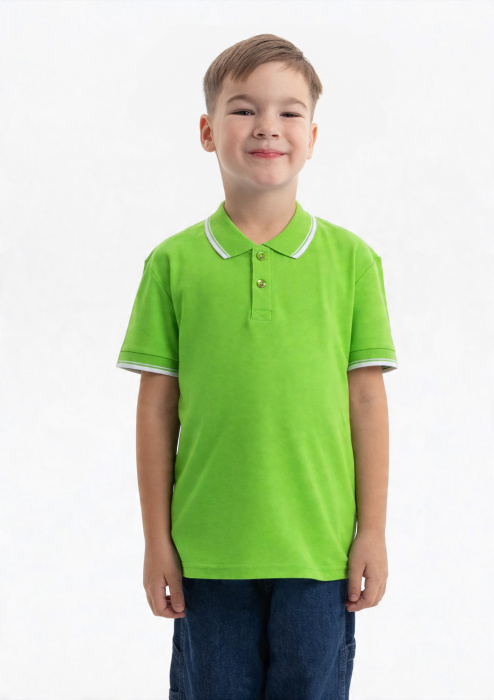 Детская ярко-зеленая рубашка поло арт. 04TJ, 80% хлопок, 20% полиэстер, 185 гр/м2, оптом | Мерч, униформа и текстиль для бизнеса  фото-3