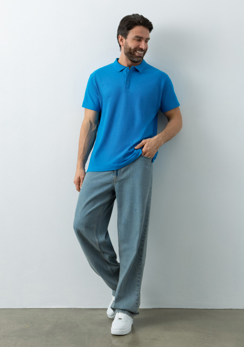 Рубашка поло унисекс STAN хлопок/полиэстер 185, 104, Лазурный (40) | Мерч, униформа и текстиль для бизнеса фото-3