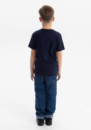 Тёмно-синяя детская футболка арт. 06U оверсайз кроя из 100% хлопка, 140 гр/м2, оптом | Мерч, униформа и текстиль для бизнеса photo-7