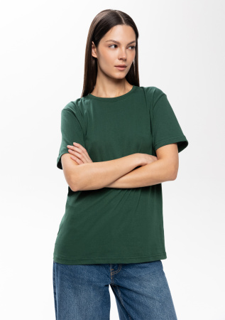 Тёмно-зелёная футболка арт. 02 прямого кроя из 100% хлопка, 160 гр/м2, оптом | Мерч, униформа и текстиль для бизнеса  photo-10