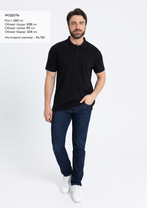 Черная рубашка поло арт. 04B из 100% хлопка, 185 гр/м2, оптом | Мерч, униформа и текстиль для бизнеса  фото-3