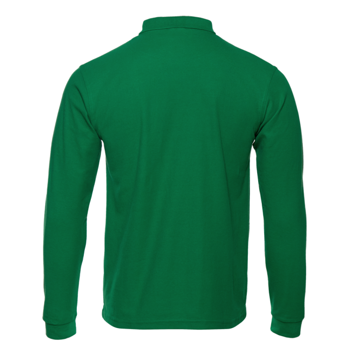 Зеленая рубашка поло с длинным рукавом арт. 104LS прямого кроя из 100% хлопка, 185 гр/м2, оптом | Мерч, униформа и текстиль для бизнеса  фото-2