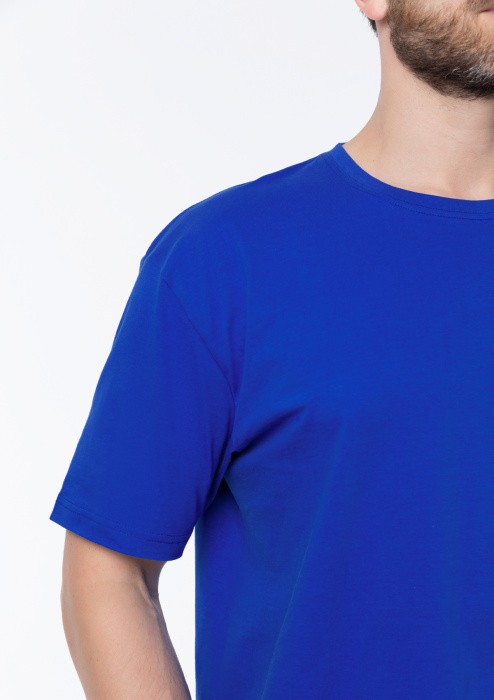 Синяя футболка арт. 02 прямого кроя из 100% хлопка, 160 гр/м2, оптом | Мерч, униформа и текстиль для бизнеса  фото-4