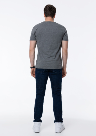 Темно-серая футболка арт. 37 облегающего силуэта, 92% хлопок, 8% эластан, 180 гр/м2, оптом | Мерч, униформа и текстиль для бизнеса  photo-7