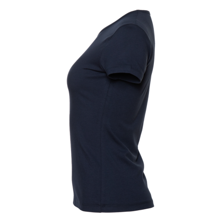 Женская темно-синяя футболка арт. 37W приталенного силуэта, 92% хлопок и 8% эластан, 180 гр/м2, оптом | Мерч, униформа и текстиль для бизнеса 
 photo-2