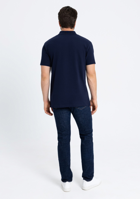 Темно-синяя рубашка поло арт. 04B из 100% хлопка, 185 гр/м2, оптом | Мерч, униформа и текстиль для бизнеса  фото-4