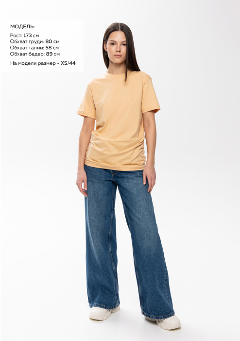 Бежевая футболка арт. 02 прямого кроя из 100% хлопка, 160 гр/м2, оптом | Мерч, униформа и текстиль для бизнеса  фото-3