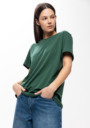 Тёмно-зелёная футболка арт. 02 прямого кроя из 100% хлопка, 160 гр/м2, оптом | Мерч, униформа и текстиль для бизнеса  photo-12