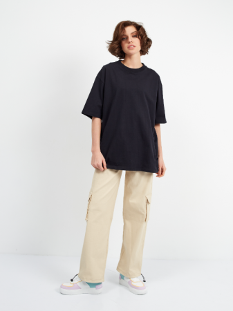 Чёрная футболка арт. 56 оверсайз кроя из 100% хлопка, 240 гр/м2, оптом | Мерч, униформа и текстиль для бизнеса  photo-10