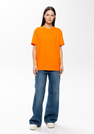 Оранжевая футболка арт. 02 прямого кроя из 100% хлопка, 160 гр/м2, оптом | Мерч, униформа и текстиль для бизнеса  photo-3