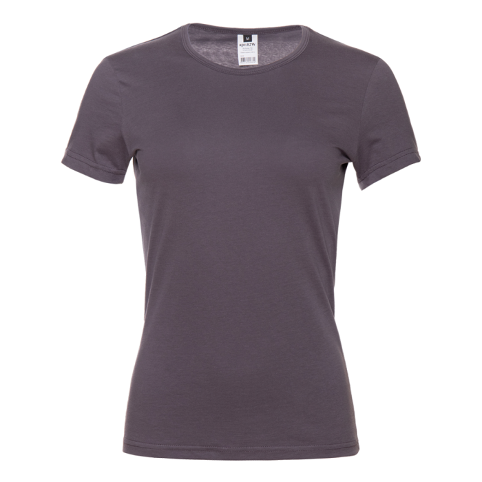 Женская темно-серая футболка арт. 02W приталенного силуэта из 100% хлопка, 150 гр/м2, оптом | Мерч, униформа и текстиль для бизнеса 
 фото-0